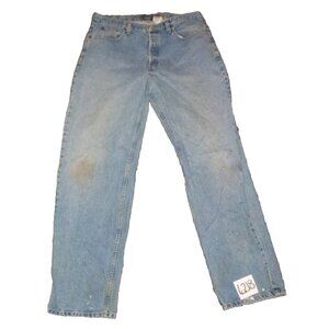 Old Rye Big & Tall Loose Fit Button Fly Men's 38 x 36 Blue Denim Work Jeans